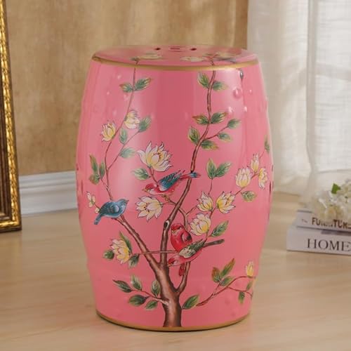 Diodceraic Chinesischer Trommelhocker Blumen & Schmetterlinge Gartenhocker Dekorativer Innen- und Außengartenhocker für Garten, Terrasse, Hinterhof(U) von Diodceraic