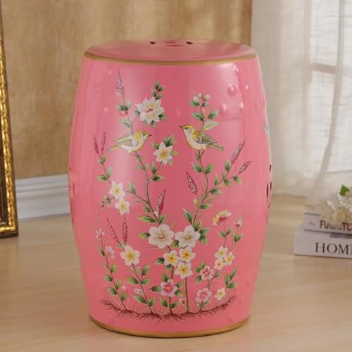 Diodceraic Chinesischer Trommelhocker Blumen & Schmetterlinge Gartenhocker Dekorativer Innen- und Außengartenhocker für Garten, Terrasse, Hinterhof(V) von Diodceraic