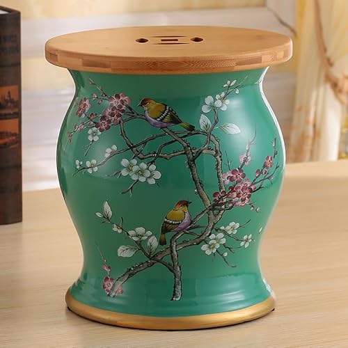 Diodceraic Chinesischer keramischer Trommelhocker - Dekorativer Gartenhocker Handgemalter glasierter Gartensitz für Innen- und Außenterrasse, Gartendekoration(B) von Diodceraic