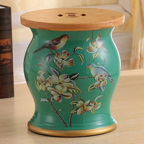 Diodceraic Chinesischer keramischer Trommelhocker - Dekorativer Gartenhocker Handgemalter glasierter Gartensitz für Innen- und Außenterrasse, Gartendekoration(D) von Diodceraic