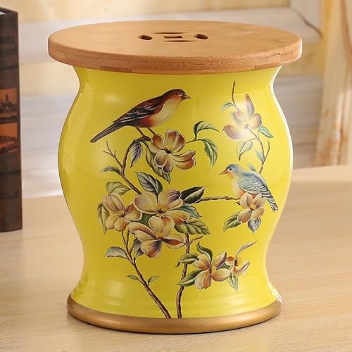 Diodceraic Chinesischer keramischer Trommelhocker - Dekorativer Gartenhocker Handgemalter glasierter Gartensitz für Innen- und Außenterrasse, Gartendekoration(E) von Diodceraic