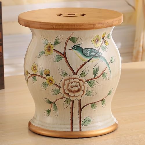 Diodceraic Chinesischer keramischer Trommelhocker - Dekorativer Gartenhocker Handgemalter glasierter Gartensitz für Innen- und Außenterrasse, Gartendekoration(I) von Diodceraic
