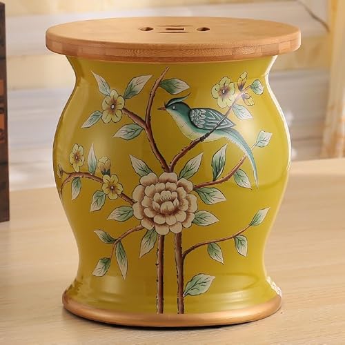Diodceraic Chinesischer keramischer Trommelhocker - Dekorativer Gartenhocker Handgemalter glasierter Gartensitz für Innen- und Außenterrasse, Gartendekoration(K) von Diodceraic