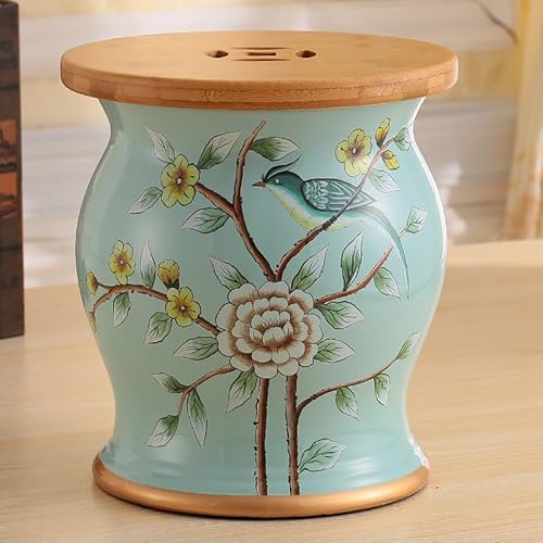 Diodceraic Chinesischer keramischer Trommelhocker - Dekorativer Gartenhocker Handgemalter glasierter Gartensitz für Innen- und Außenterrasse, Gartendekoration(L) von Diodceraic