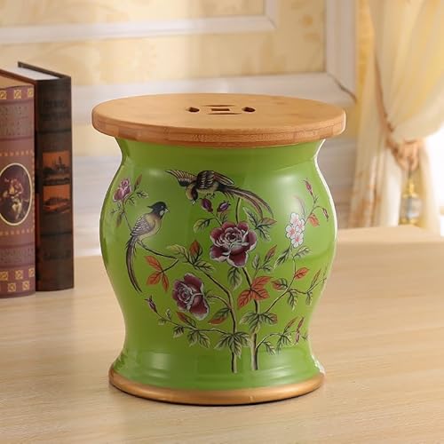 Diodceraic Chinesischer keramischer Trommelhocker - Dekorativer Gartenhocker Handgemalter glasierter Gartensitz für Innen- und Außenterrasse, Gartendekoration(M) von Diodceraic
