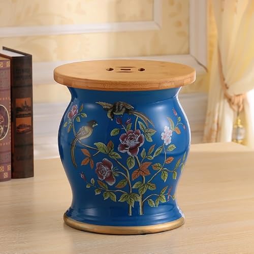 Diodceraic Chinesischer keramischer Trommelhocker - Dekorativer Gartenhocker Handgemalter glasierter Gartensitz für Innen- und Außenterrasse, Gartendekoration(N) von Diodceraic