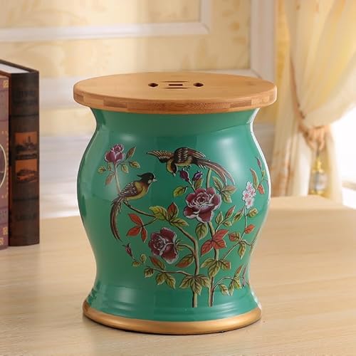 Diodceraic Chinesischer keramischer Trommelhocker - Dekorativer Gartenhocker Handgemalter glasierter Gartensitz für Innen- und Außenterrasse, Gartendekoration(O) von Diodceraic