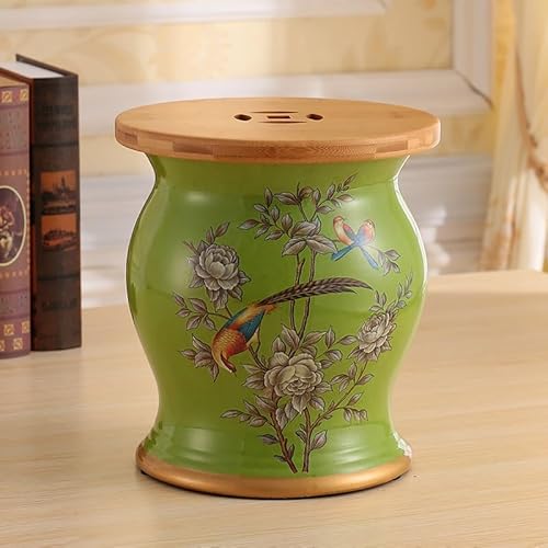 Diodceraic Chinesischer keramischer Trommelhocker - Dekorativer Gartenhocker Handgemalter glasierter Gartensitz für Innen- und Außenterrasse, Gartendekoration(R) von Diodceraic