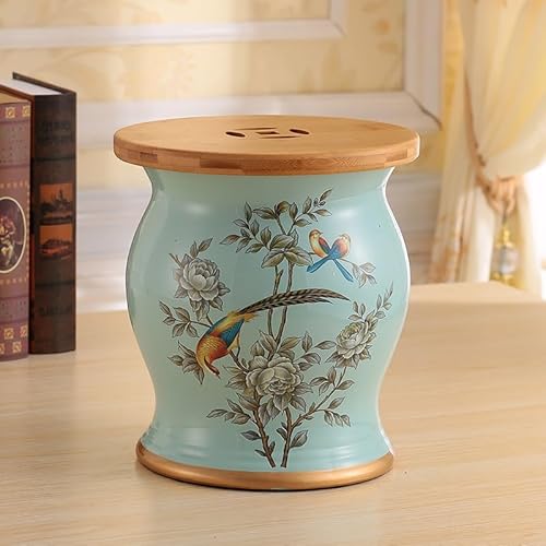 Diodceraic Chinesischer keramischer Trommelhocker - Dekorativer Gartenhocker Handgemalter glasierter Gartensitz für Innen- und Außenterrasse, Gartendekoration(S) von Diodceraic