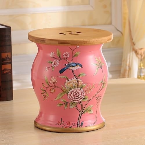Diodceraic Chinesischer keramischer Trommelhocker - Dekorativer Gartenhocker Handgemalter glasierter Gartensitz für Innen- und Außenterrasse, Gartendekoration(V) von Diodceraic