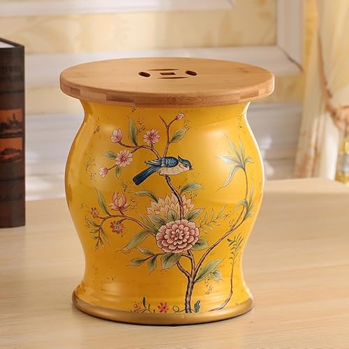 Diodceraic Chinesischer keramischer Trommelhocker - Dekorativer Gartenhocker Handgemalter glasierter Gartensitz für Innen- und Außenterrasse, Gartendekoration(W) von Diodceraic