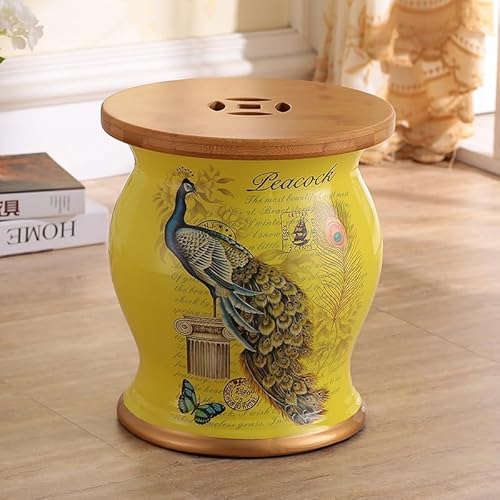 Diodceraic Chinesischer keramischer Trommelhocker - Dekorativer Gartenhocker Handgemalter glasierter Gartensitz für Innen- und Außenterrasse, Gartendekoration(Z) von Diodceraic