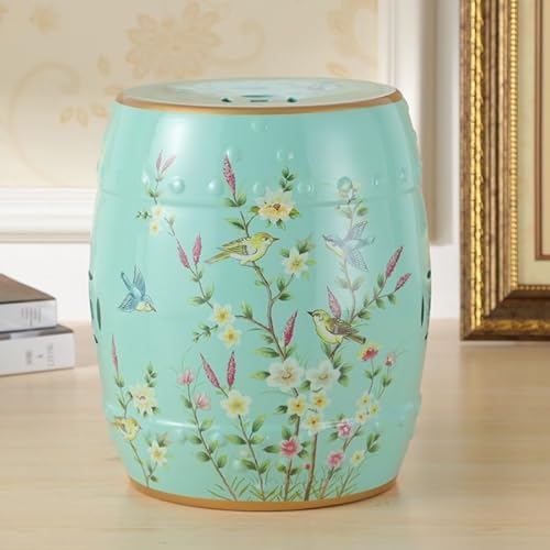 Diodceraic Deko-Gartenhocker Im Chinesischen Stil Mit Blumen- & Schmetterlingsmotiv Trommelhocker Mit Vogel- Und Blumenmotiv, Klassisch, Cottage, Französisch-Ländlich(C) von Diodceraic