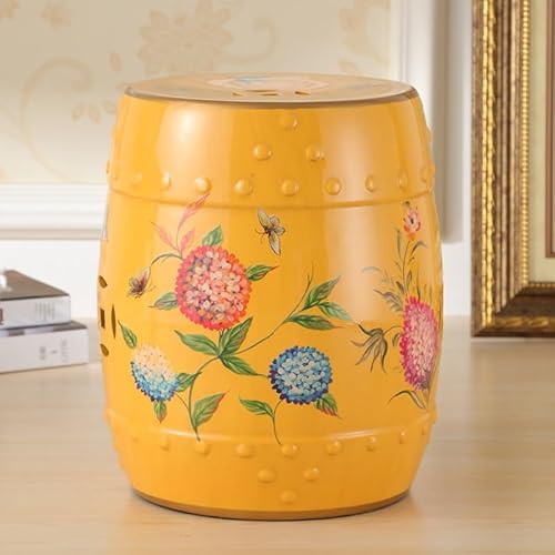 Diodceraic Deko-Gartenhocker Im Chinesischen Stil Mit Blumen- & Schmetterlingsmotiv Trommelhocker Mit Vogel- Und Blumenmotiv, Klassisch, Cottage, Französisch-Ländlich(E) von Diodceraic