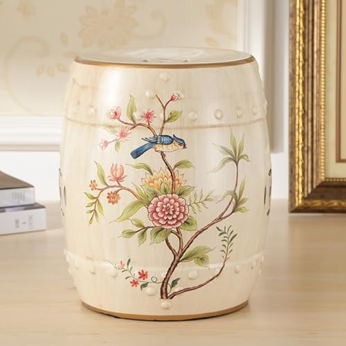 Diodceraic Deko-Gartenhocker Im Chinesischen Stil Mit Blumen- & Schmetterlingsmotiv Trommelhocker Mit Vogel- Und Blumenmotiv, Klassisch, Cottage, Französisch-Ländlich(F) von Diodceraic
