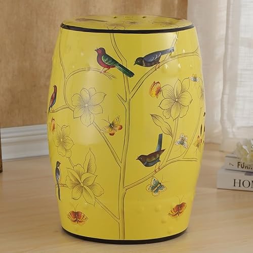 Diodceraic Deko-Hocker Im Chinesischen Stil Aus Keramik Mit Blumen- & Schmetterlingsmotiv Gartenhocker Bohemian Keramik-Gartenhocker Für Badezimmer, Wintergarten, Terrasse(Z) von Diodceraic