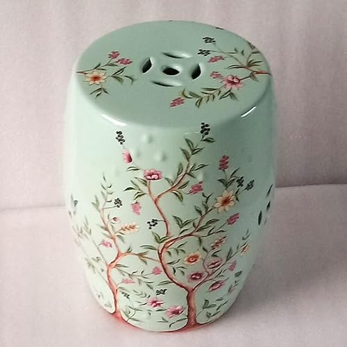 Diodceraic Dekorativer Trommelhocker für Garten und Patio, glasierte chinesische Keramiktisch für Cottage- und Boho-Stil(A12) von Diodceraic