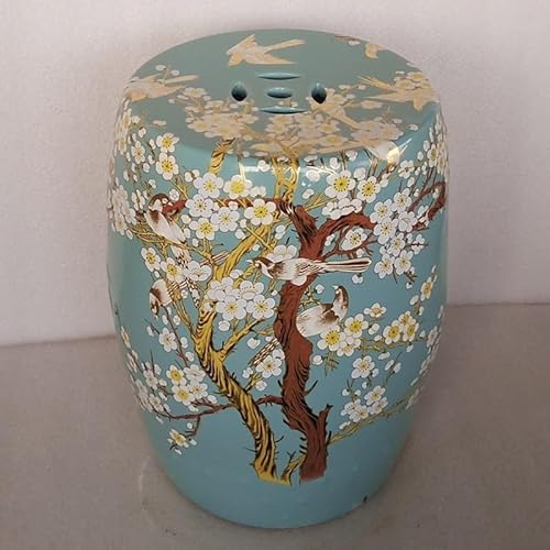 Diodceraic Dekorativer Trommelhocker für Garten und Patio, glasierte chinesische Keramiktisch für Cottage- und Boho-Stil(B10) von Diodceraic