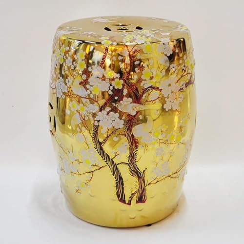 Diodceraic Dekorativer Trommelhocker für Garten und Patio, glasierte chinesische Keramiktisch für Cottage- und Boho-Stil(C2) von Diodceraic