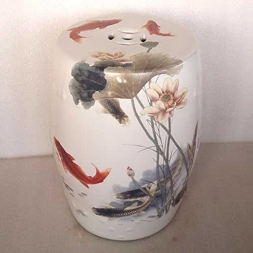 Diodceraic Dekorativer Trommelhocker für Garten und Patio, glasierte chinesische Keramiktisch für Cottage- und Boho-Stil(D2) von Diodceraic