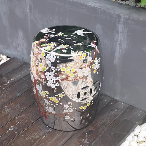 Diodceraic Dekorativer Trommelhocker für Garten und Patio, glasierte chinesische Keramiktisch für Cottage- und Boho-Stil(H) von Diodceraic