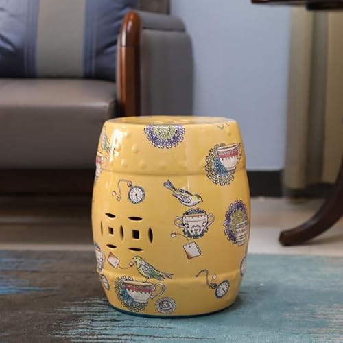 Diodceraic Dekorativer keramischer Trommelhocker, vielseitiges Chinoiserie-Stück für Wohnzimmer, Badezimmer oder Außenbereiche(F) von Diodceraic