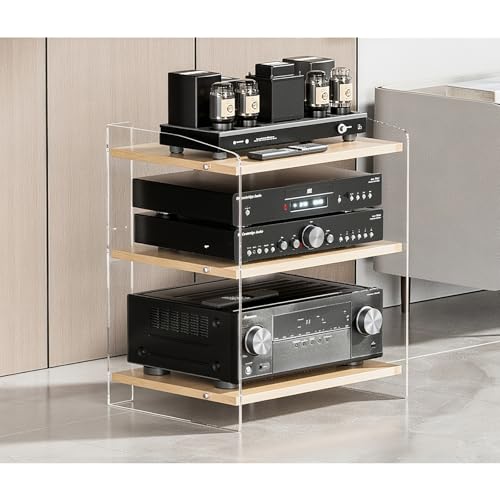 Diodceraic Moderner Audio Rack Tower HiFi Ständer: AV Medienregal Mit Verstellbaren Böden, Großer Stauraum Für Verstärker, Lautsprecher & Heimkino Komponenten(A,60.6cm/23.9in) von Diodceraic