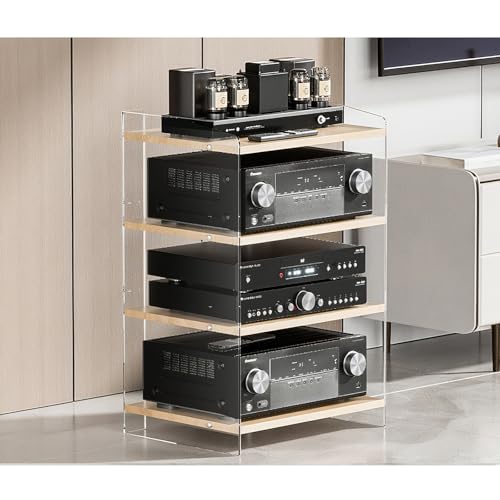 Diodceraic Moderner Audio Rack Tower HiFi Ständer: AV Medienregal Mit Verstellbaren Böden, Großer Stauraum Für Verstärker, Lautsprecher & Heimkino Komponenten(A,79.4cm/31.3in) von Diodceraic