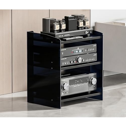 Diodceraic Moderner Audio Rack Tower HiFi Ständer: AV Medienregal Mit Verstellbaren Böden, Großer Stauraum Für Verstärker, Lautsprecher & Heimkino Komponenten(C,60.6cm/23.9in) von Diodceraic