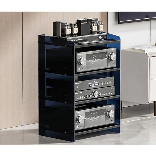 Diodceraic Moderner Audio Rack Tower HiFi Ständer: AV Medienregal Mit Verstellbaren Böden, Großer Stauraum Für Verstärker, Lautsprecher & Heimkino Komponenten(C,79.4cm/31.3in) von Diodceraic