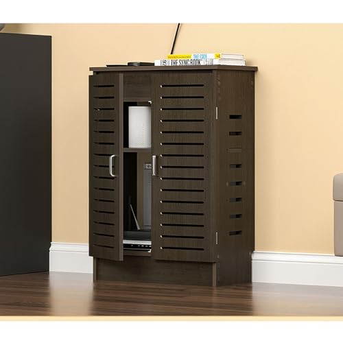 Diodceraic Moderner WiFi-Router Aufbewahrungsschrank mit Verstellbaren Regalen, Multifunktionaler Router Organizer mit Kabelmanagement für Homeoffice(Walnut - 60 * 70 * 25cm) von Diodceraic