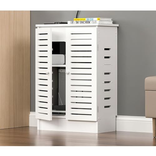 Diodceraic Moderner WiFi-Router Aufbewahrungsschrank mit Verstellbaren Regalen, Multifunktionaler Router Organizer mit Kabelmanagement für Homeoffice(White - 80 * 70 * 25cm) von Diodceraic