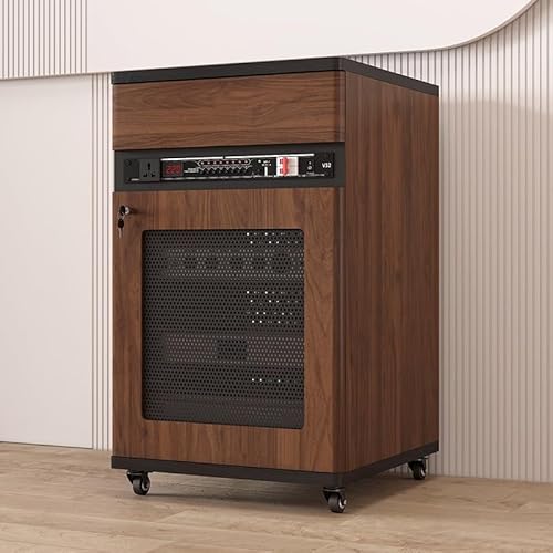Diodceraic Schwerlast 12U Audio-Rack mit Rollen - Professioneller Equipment-Schrank für Verstärker, KTV & Heimkino - Studio-Rack für HiFi- und Kinoanlagen(Walnut,2 Tier) von Diodceraic