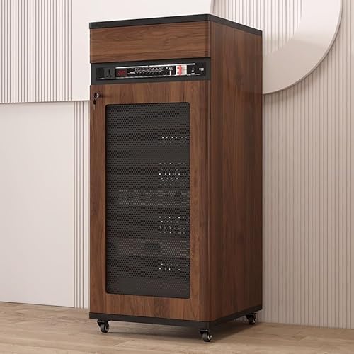 Diodceraic Schwerlast 12U Audio-Rack mit Rollen - Professioneller Equipment-Schrank für Verstärker, KTV & Heimkino - Studio-Rack für HiFi- und Kinoanlagen(Walnut,4 Tier) von Diodceraic