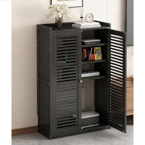 Diodceraic WiFi-Router-Aufbewahrungsschrank, Versteckbox, Router-Schrank, Organisierer Für Steckdosenleiste Und Kabelmanagement, Freistehender Bodenaufbewahrungsschrank(Black,59x25x97cm) von Diodceraic