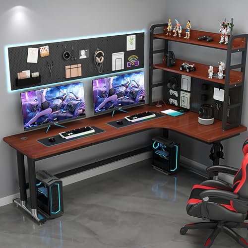 L-förmige Computer Schreibtisch Corner Workstation mit Pegboard, Home Office Gaming Schreibtisch mit Buchshelf, Studie Schreibtisch für PC & Laptop, Raumspeichern Ergonomisches Design für kleine Räume L-förmige Computer Schreibtisch Corner Workstation mit Pegboard, Home Office Gaming Schreibtisch mit Buchshelf, Studie Schreibtisch für PC & Laptop, Raumspeichern Ergonomisches Design für kleine Räume von Diodceraic
