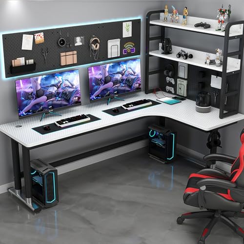 L-förmige Computer Schreibtisch Corner Workstation mit Pegboard, Home Office Gaming Schreibtisch mit Buchshelf, Studie Schreibtisch für PC & Laptop, Raumspeichern Ergonomisches Design für kleine Räume L-förmige Computer Schreibtisch Corner Workstation mit Pegboard, Home Office Gaming Schreibtisch mit Buchshelf, Studie Schreibtisch für PC & Laptop, Raumspeichern Ergonomisches Design für kleine Räume von Diodceraic