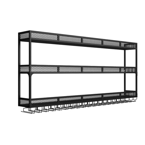 Weinregal Zur Wandmontage Mit LED-Beleuchtung Glasregal Eisen Display Ständer Weinhalter Mit Regalen Industrielles Wand-Weinregal Mit Led Modernes Schlichtes Wand-Weinregal Für Zuhause,Restaurant,Bars von Diodceraic