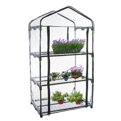 3 Etagen Gewächshaus Abdeckung, 69x49x126cm wasserdichte Transparente PVC-Abdeckung Mit Aufrollbarer Tür, Robustes Gewächshaus Ersatzabdeckung Für Blumen Und Setzlingen (Rahmen Nicht Enthalten) von Dioeazh