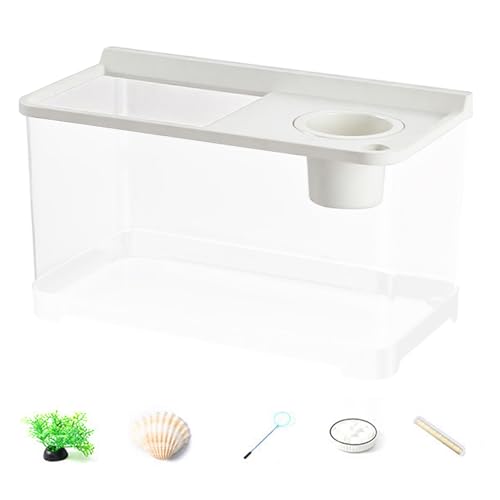 Dioeazh Kleines Aquarium Mit 3 Farben Beleuchtung | Schreibtisch-Aquarium | Hydroponisches 360° Hochtransparentes Nanoaquarium Für Wohnzimmer Tischeingang Hauslandschaft Arbeitsplatz von Dioeazh