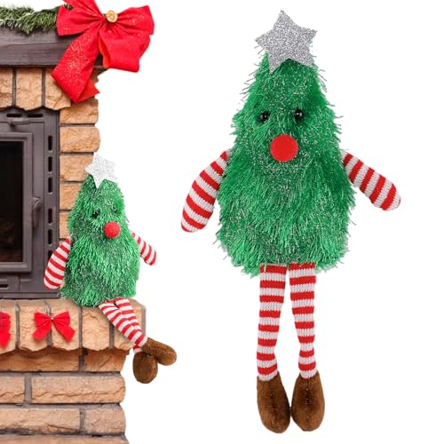 Dioeazh Lange Beine Weihnachtsbaum Plüschpuppe | Lange Beine Weihnachtsbaumförmige Plüschpuppe Dekoration,Festliche Beleuchtete Deko Für Party Büro Schreibtisch Kamin Tisch Mittelpunkt Zuhause von Dioeazh
