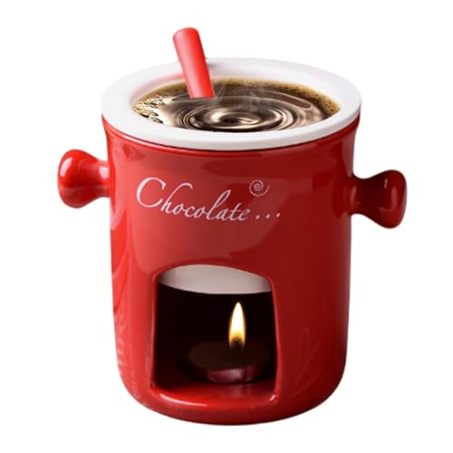 Dioeazh Schokoladenfondue Set, Schmelztopf Für Schokolade Und Käse, Schokoladen-Fondue-Becher, Keramikschale Mit Teelichthalter Und Gabeln, Dessert-Dipschale Schmelzgefäß von Dioeazh