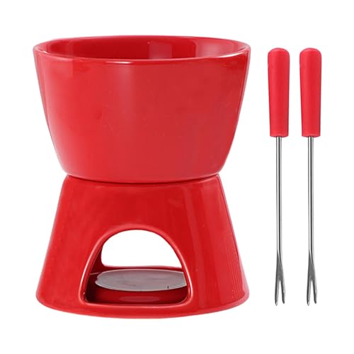 Dioeazh Schokoladenfondue Set, Schokoladenfonduebecher Mit Gabeln, Teelicht Schokofondue Aus Keramik, Kleines Fondueset Für Schokolade Käse, Schoko Fondue Teelichthalter von Dioeazh