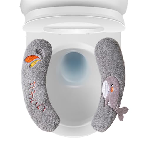 Dioeazh WC Sitzbezug, Weich Waschbar, Warm Toilettensitzbezug Plüsch Wc Wärmer Pad, 35 x 9 x 1 cm, Grau, Walmuster von Dioeazh