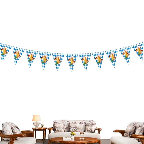 Oktoberfest Banner Deko, 5 m Oktoberfest Bayern Wimpelkette Blau Mit Weiße, Wasserdicht Und Langlebig, Aufhängen Für Party Hausgarten Bar Outdoor Bierzelte Bierfest von Dioeazh
