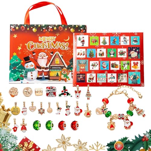 Weihnachtsab Adventskalender Armbänder 2025, 24 Tage Weihnachten Countdown -Kalender mit 22 Charmeperlen und 2 Armbändern für Schwester Teenager Grils Holiday Birthday Tochter von Dioeazh