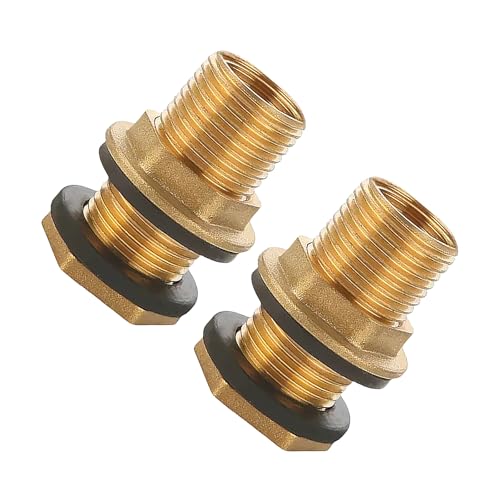 Sechskantkupplungen aus Messing mit Gummidichtungen G3/8 Zoll XG1/2 Zoll für Regenwasserfässer, Tankarmaturen und Rohrverbindungen, Gewindeverschraubungen aus Messing mit Dichtungen, 1/2 Stück von Diogeynu