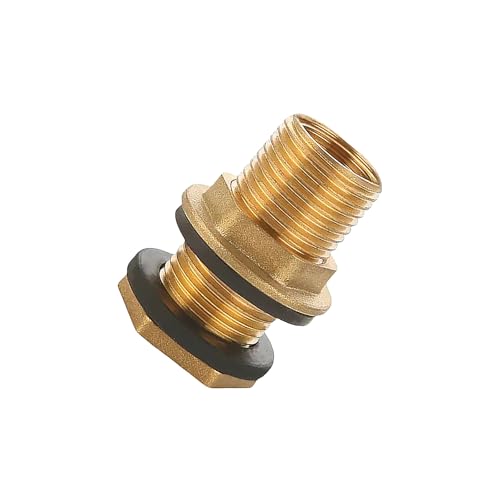 Sechskantkupplungen aus Messing mit Gummidichtungen G3/8 Zoll XG1/2 Zoll für Regenwasserfässer, Tankarmaturen und Rohrverbindungen, Gewindeverschraubungen aus Messing mit Dichtungen, 1/2 Stück von Diogeynu