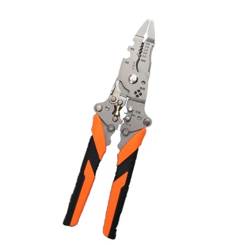 Stabile Stahl-Abisolierzange und Crimpzange mit 14 Funktionen, Draht-Crimpzange für Bastler und professionelle ergonomische Abisolierzange von Diogeynu