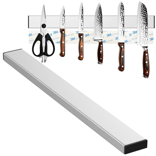 Diompirux Magnetleiste Messer selbstklebend 30cm mit hohe Tragkraft, Einfache Montage mit Klebeband, Messerleiste aus Edelstahl, für eine aufgeräumte Küche, für alle Arten von Küchenmessern von Diompirux